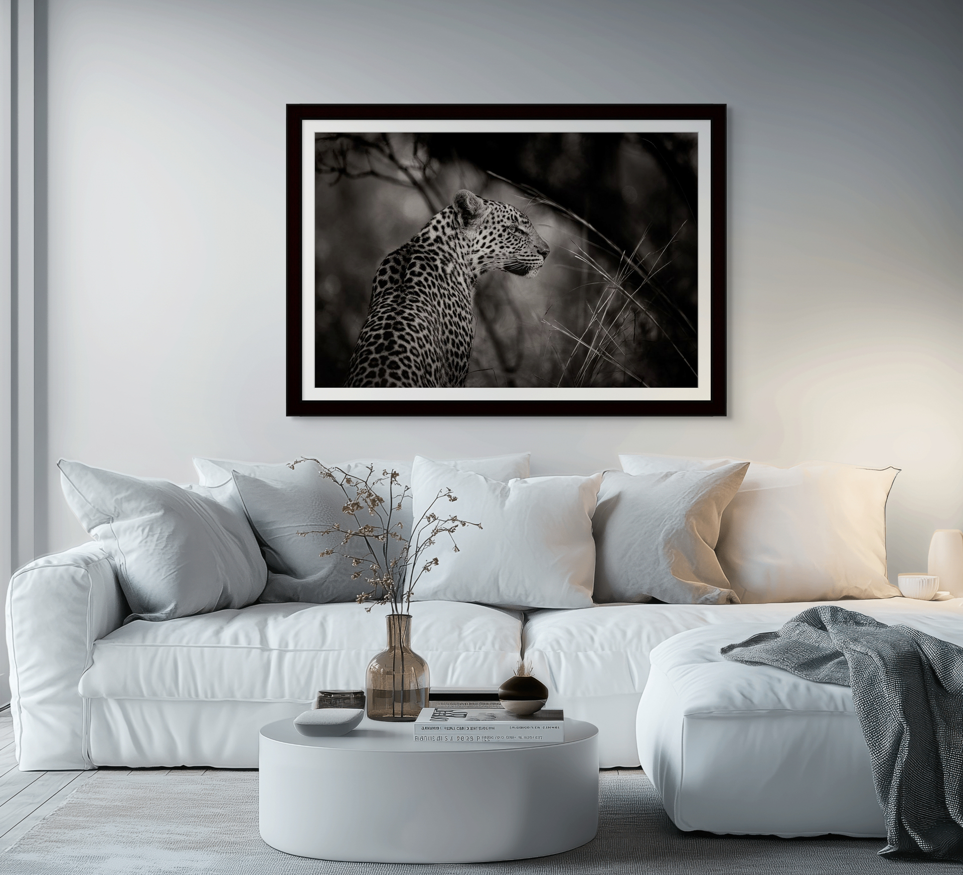 Framed Limited Edition Fine Art African Wildlife Photograph of a leopard in Pilanesberg National Park, South Africa.